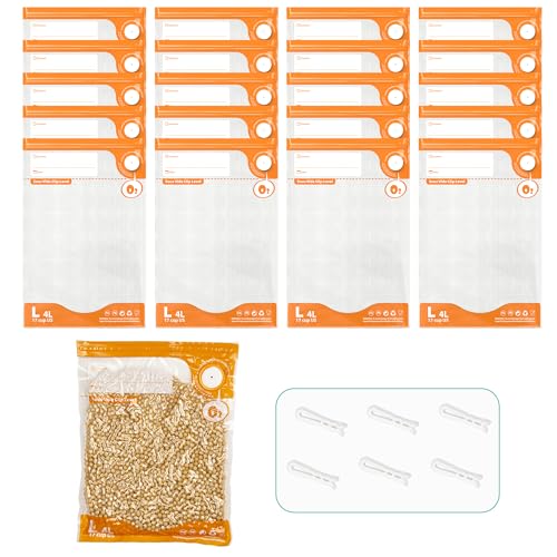 Image of Vacuum Sealer Kit, Reusable Sous Vide Bags-20 Food Storage Bags 10.2 inchx13.4 inch | Domsanistor Airtight Bags PA+PE Material, Ideal for Cooking, Meal Prep Long-Term Freshness, 6 Clips