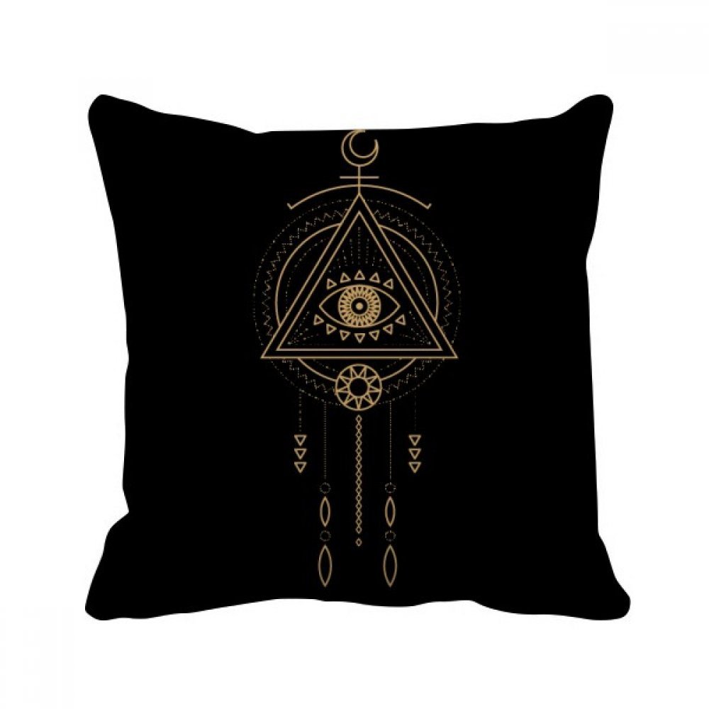Coussin lune motif alien totem géométrie housse et insert de canapé
