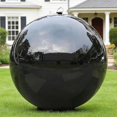 Boule miroir gonflable 150 cm noir et or pour décoration géante de salle