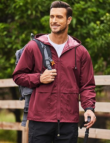 Image of COOFANDY Mens Packable Rain Jacket Lightweight Waterproof Raincoat with Hood Outdoor Rain Gear Travel Hiking Cycling
