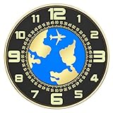 slineghy Wall Clock: 12-inch Clock with a dynamically Rotating Globe, Silent (Non-Ticking), Battery-Powered, and Hour/Minute Hands Designed as Combined Airplane Wings for time Reading