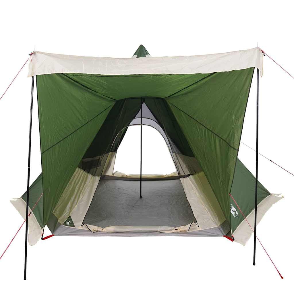 Tipi Familienzelt 6 Personen Grün Wasserdicht Campingzelt mit Regenüberdachung Leicht faltbar für Outdoor Abenteuer Festival Wohnwagen