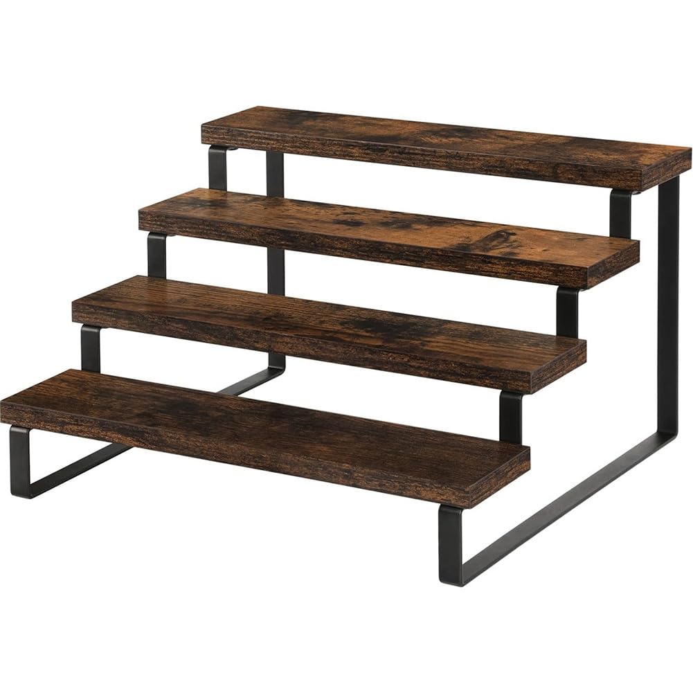 UDSKNV[KSL Rustic Wooden 4-Tier For-for Sundries Shelf-Display Organizer for Kitchen Spices Rack