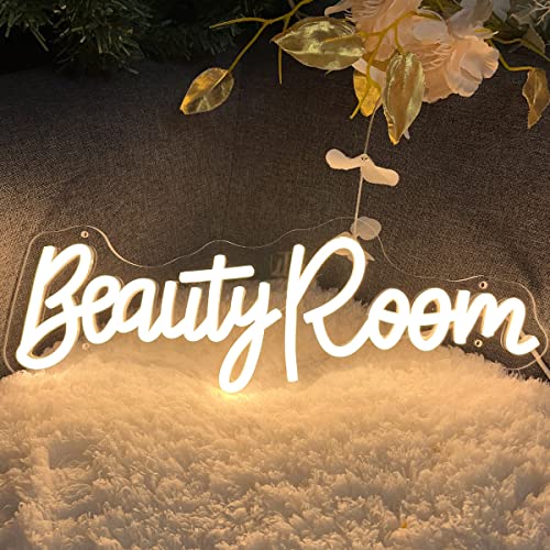 Image of Beauty Room Neon Sign For Spa Beauty Room Nail Brows Lashed Salon Studio LED Wall Art Decor For Business Stores Logo Barber Shops Led Word Indoor Custom Neon Lights 5V USB Powered Warm White 40x14.4cm