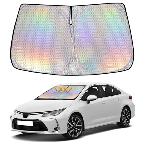 ZATOOTO トヨタ カローラ クロス 車種専用 フロントガラスサンシェード UVカット 吸盤不要 遮光断熱 シェード 日よけ 暑さ対策 車中泊 折り畳み式 収納袋付き 紫外線カット& 遮光率99.9% FWQD100-Corolla cross