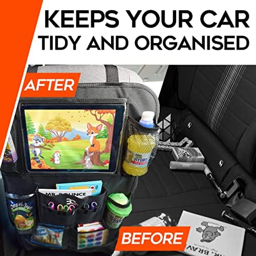 Backseat Car Organizer For Kids, 1Pcs Car Back Seat Organizer with 6 Mesh 3 Storage Pockets and 2 Headrest Hooks for Car Accessories, Easy to Clean Foldable Car seat Organizer with tablet holder 5 Backseat Car Organizer For Kids, 1Pcs Car Back Seat Organizer with 6 Mesh 3 Storage Pockets and 2 Headrest Hooks for Car Accessories, Easy to Clean Foldable Car seat Organizer with tablet holder