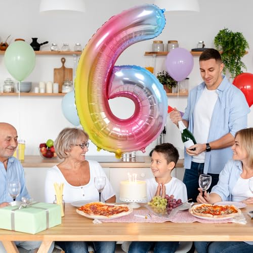 Image of 40 Inch Rainbow Gradient 100 Balloons for 100th Birthday Decor