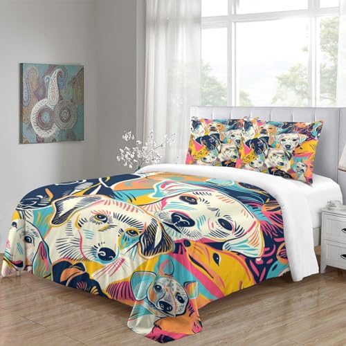 Housse de couette chien microfibre fermeture éclair lit 260x220