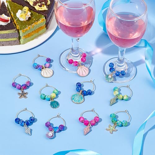 NBEADS 24 Pcs Ocean Theme Wine Glass Charms - Image 4