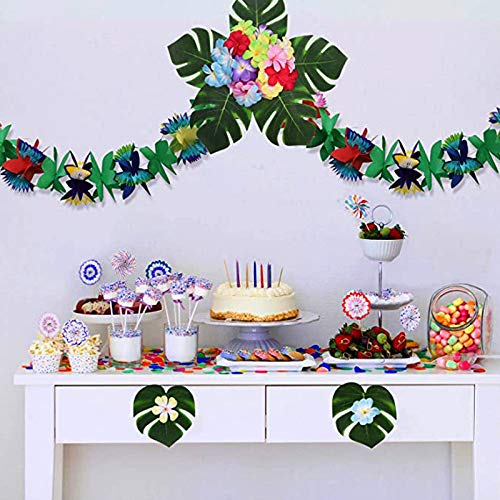 Topico 3pcs Tropical Flower Garlands 9.8ft Tissue Flower Luau Garland