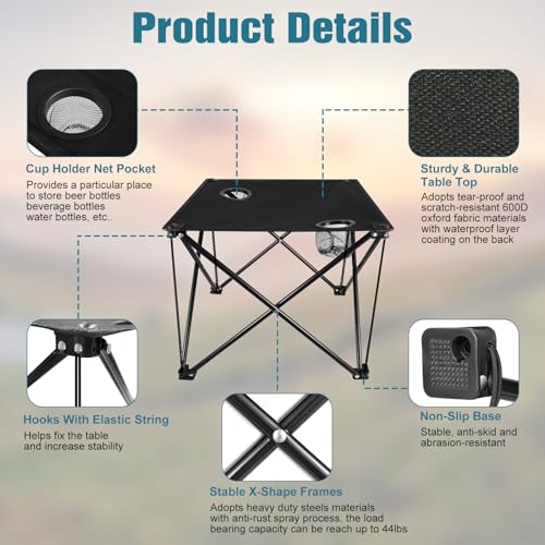 Moclever Mesa de Camping Plegable M2096 – Ultraligera Portátil con Porta Vasos y Bolsa de Transporte, Perfecta para Aventuras al Aire Libre, Picnic, Playa, BBQ, Senderismo y Uso en Casa miniatura 6