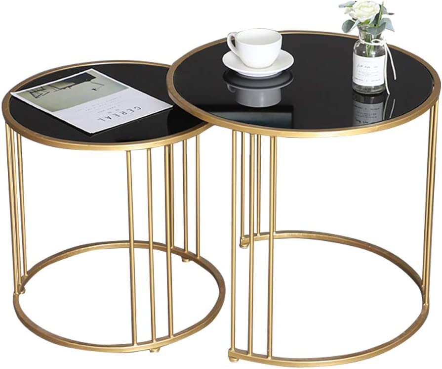 Weston Crafts Metal Iron Table for Home Decor Round Metal Side/End Table with Decorative Legs, (Gold)