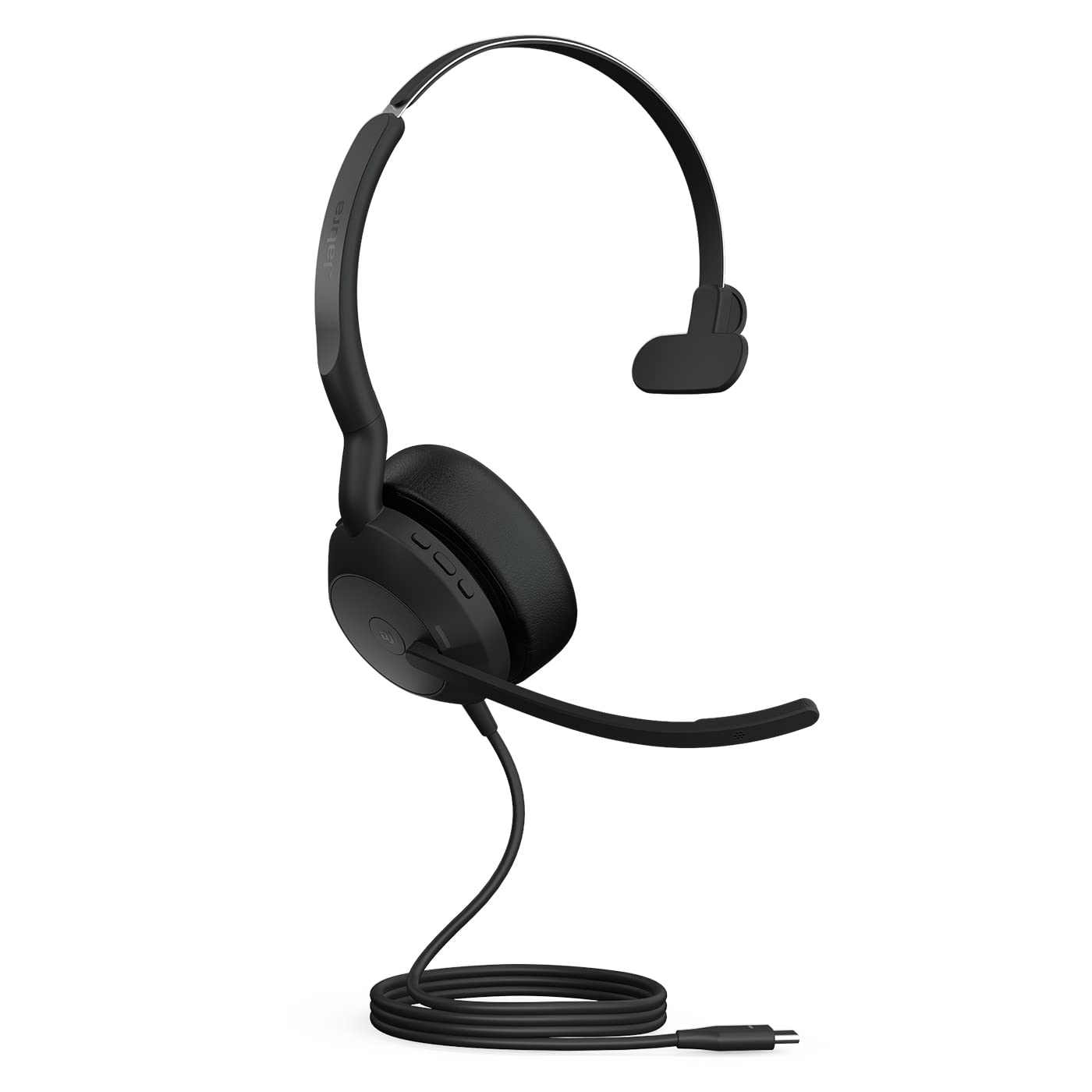 Jabra Evolve2 50 USB-C UC Mono Wireless Single Ear Headset with Noise Cancelling Mic USB Connectivity Bluetooth Connection Soft Leather Cushion with Teams/Zoom Enabled Remote Meeting