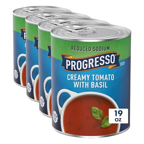Image of Progresso Reduced Sodium, Creamy Tomato with Basil Soup, Gluten Free, 19 oz (Pack of 4)