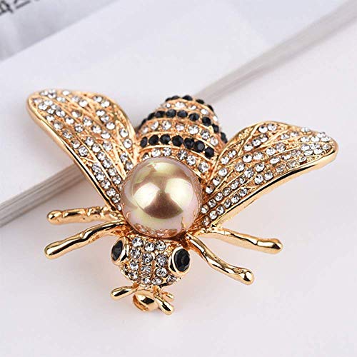 Honey Bee Brooches Crystal Insect Themed Bee Brooch Animal Fashion Shell Pearl Brooch Pin Gold Tone3
