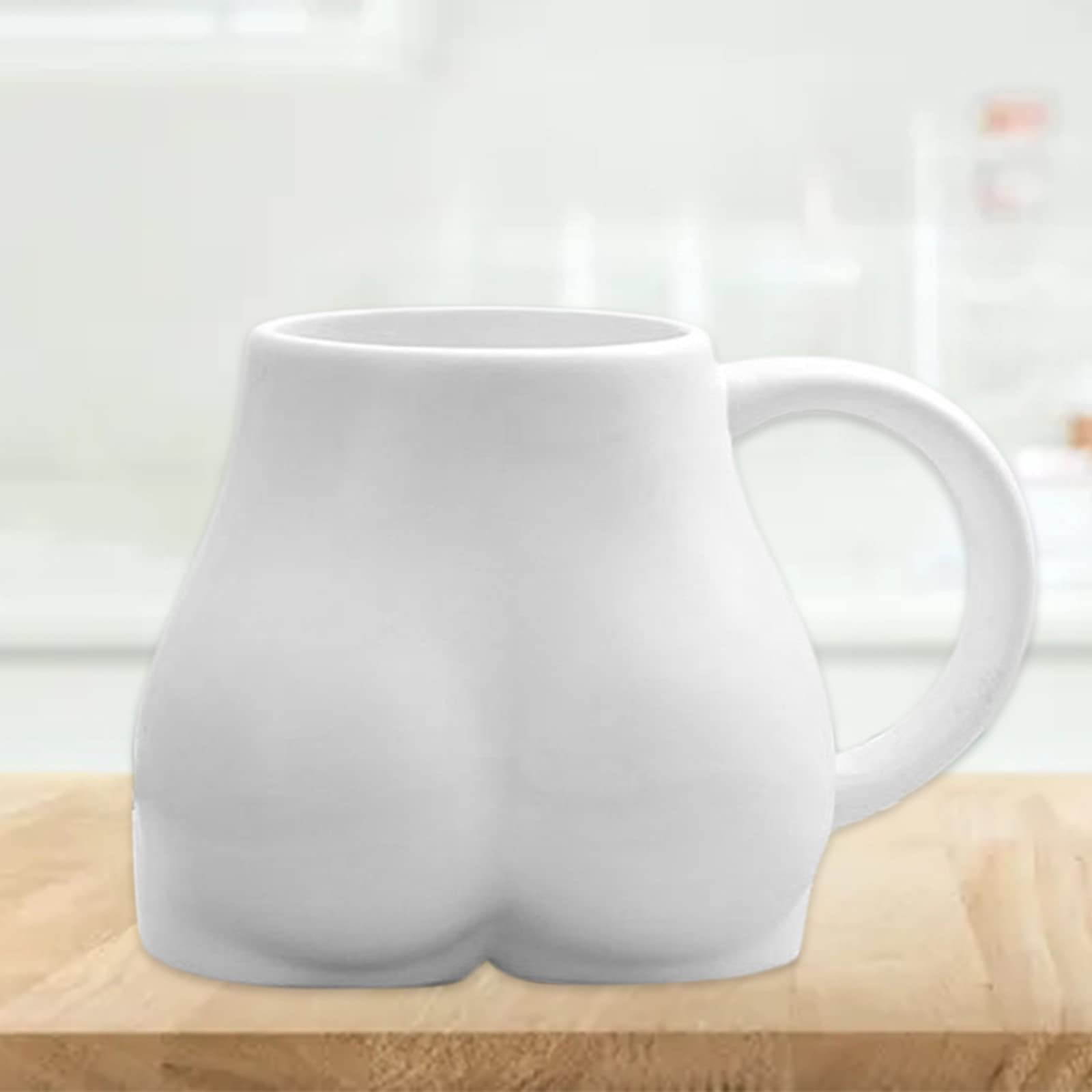 MagiDeal Lustige Kaffeetasse Große Tasse mit Henkel Po-Kaffeebecher aus Keramik Personalisierte Kaffeetasse mit Hintern-Gravur Geschenke für Freunden - Weiß