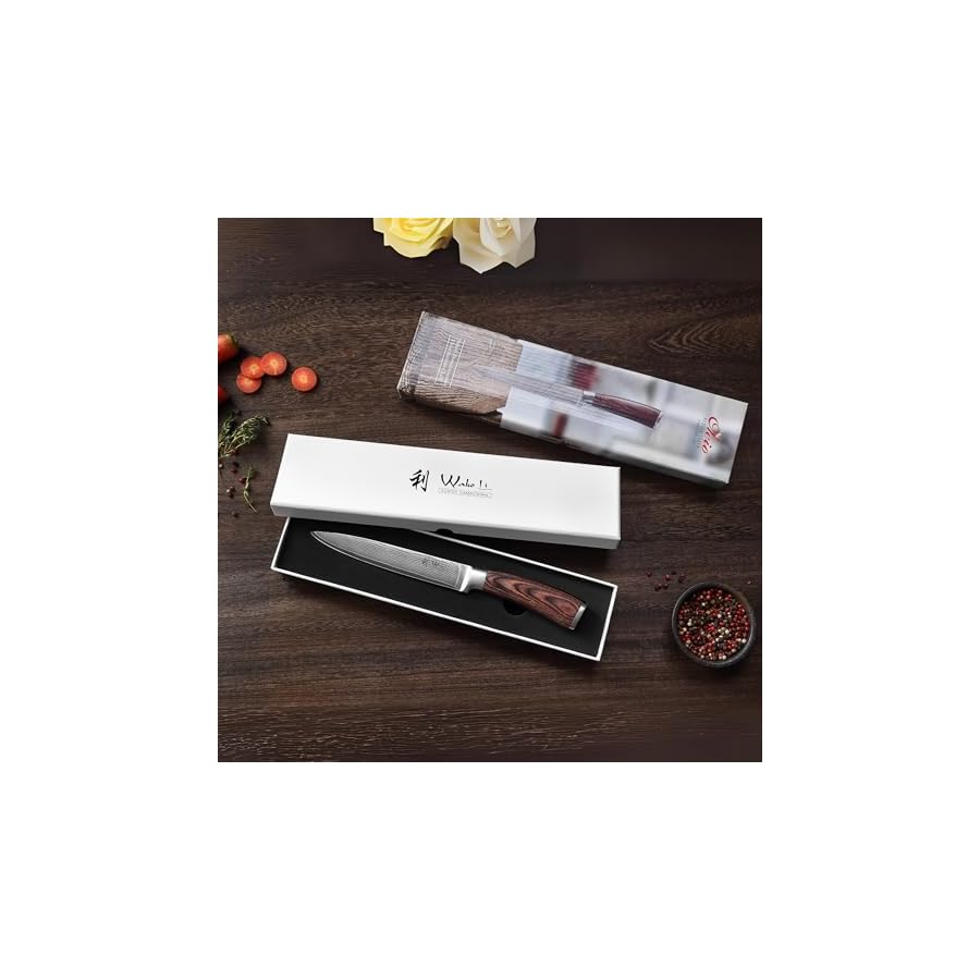Wakoli-Carving-Knife-7-inch-Blade-Damascus-Chef-Knife-made-from-67-Layers-Damascus-Steel-with-VG10-Core-Sharp-Kitchen-Knives-with-Pakkawood-Handle-Boning-Knife-for-Meat-Cutting-in-Gift-Box-EDIB Wakoli Carving Knife, 7-inch Blade Damascus Chef Knife made from 67 Layers Damascus Steel with VG10 Core, Sharp Kitchen Knives with Pakkawood Handle, Boning Knife for Meat Cutting in Gift Box (EDIB)