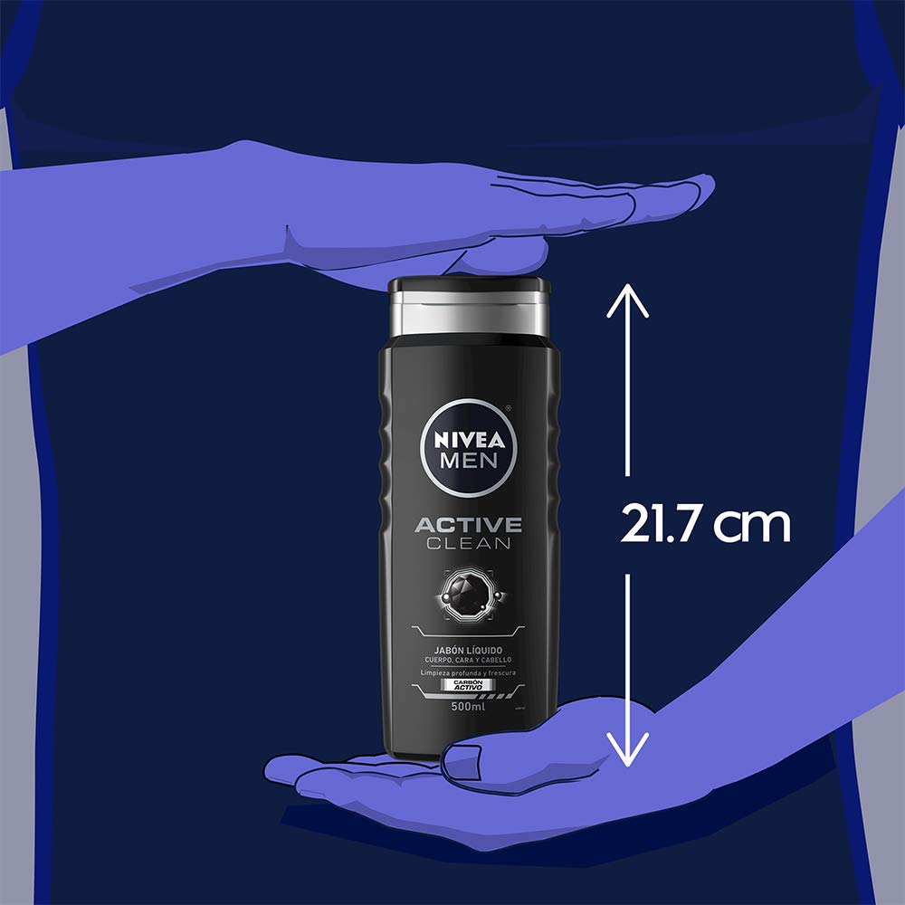 NIVEA MEN DEEP Active Clean Charcoal Body Wash, Cleansing Body Wash