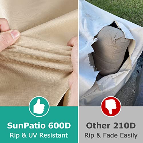 Sunpatio Outdoor High Back Chair Covers For Swivel Rocking Chair, Stacking Chair, Waterproof Patio Dining Chair Covers, Durable And Weather Resistant, Beige And Olive, 38W X 32D X 36H Inch, 2 Pack #TOP2