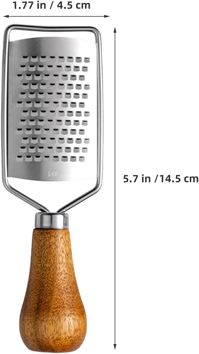6pcs Stainless Steel Mini Cheese Grater Set with Natural Wood Handle, Includes Large Hole Grater, Fine Zester, Slicer, Vegetable Chopper for Kitchen Cooking and Baking