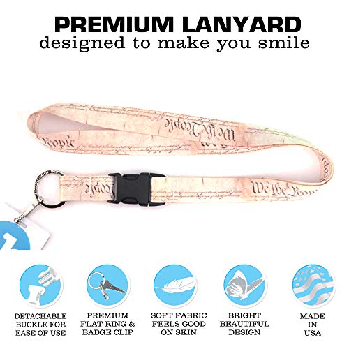 Buttonsmith We The People Premium Lanyard - with Buckle and Flat Ring - Made in The USA