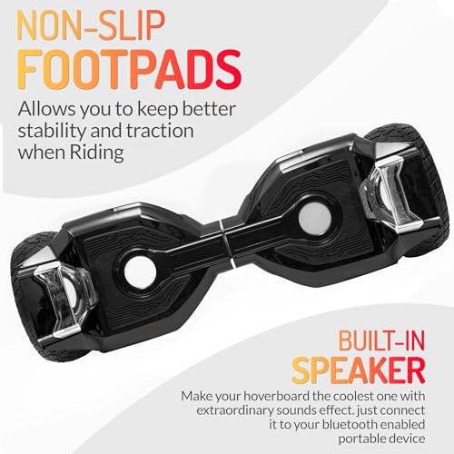 EMAXUSA, 8.5” All Terrain Hover Board, Off Road Self Balancing Scooter with Bluetooth and LED Lights, UL2272 Safety Certified (Black) - Image 4