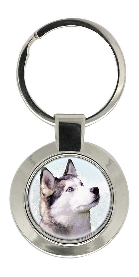 Giftshop Uk Unisex Silver Coloured Metal Siberian Husky Key Ring