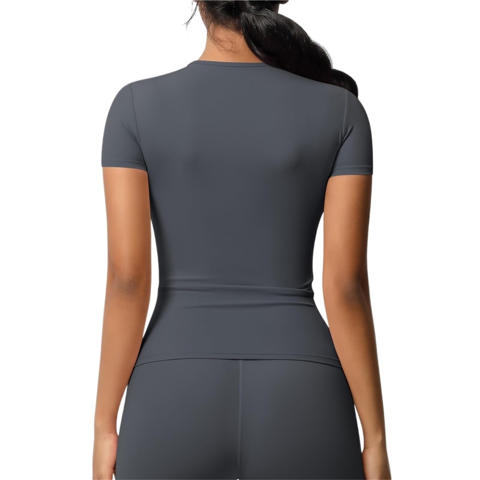 Allenamento Dry Fit Traspirante Alta Elastico Sport Top Palestra Fitness Wear T-Shirt Donna Casual Outdoor Top