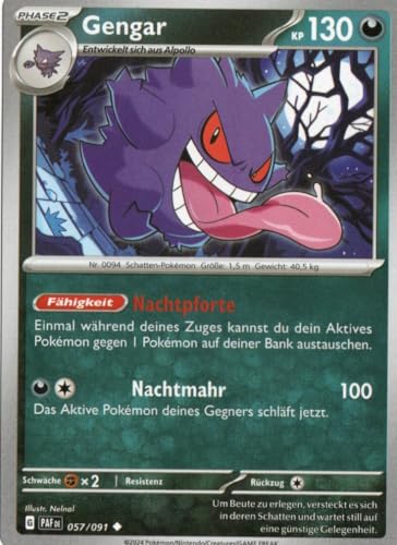 MZTCG - Gengar PAF 057 - Paldeas Schicksale - Sammelkarte - Deutsch - mit MZTCG Versandschutz