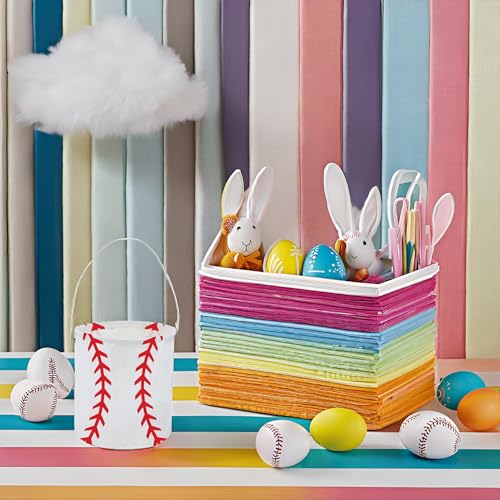 Image of Baseball Easter Basket for Kids Baby Boys and Girls Cute Toy Storage Organizer Bin Box Easter Dinosaur Room Decor(Baseball)