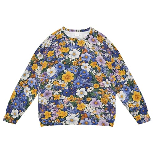 JUNZAN Spring Flowers Tickseed Blue Kids Girls Pullover Hoodie Long Sleeve Kids Pullover Hoodie Athletic 4T