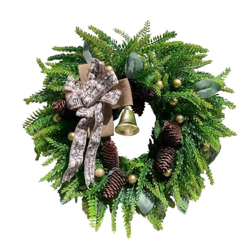 Corona de Navidad para la puerta principal, corona de Navidad para la puerta principal, grandes coronas de Navidad con cinta, decoración navideña, guirnaldas para la puerta principal, porche exterior