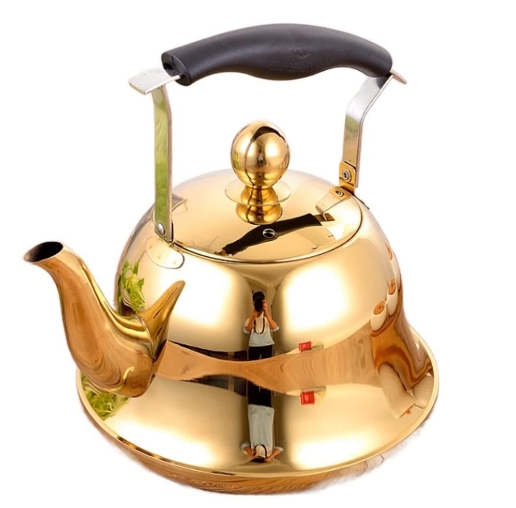 Czajnik z Gwizdkiem Czajnik Z Gwizdkiem Ze Stali Nierdzewnej Czajnik Z Gwizdkiem Do Herbaty Czajnik Do Herbaty Gwizdanie Czajnik Czajnik Kuchenek(Gold,5L)