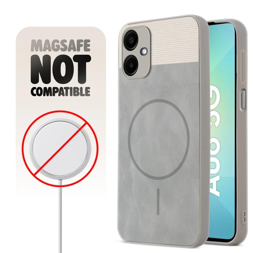 Image of Bintage CASE Mac Safe Design Hard Light Weight Back Case | Soft Border Camera Protect | Dual PU Leather Finish Back Cover Compatible for Samsung Galaxy F04 4G - White & Grey