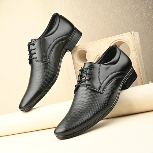Image of Centrino Formal Shoes for Men | Lightweight Comfortable Office Shoes for Man Stylish | Cushioned Insole Lace-Up Shoes for Men | Durable TPR Sole | Trendy Classic Design Footwear for Men (8119)