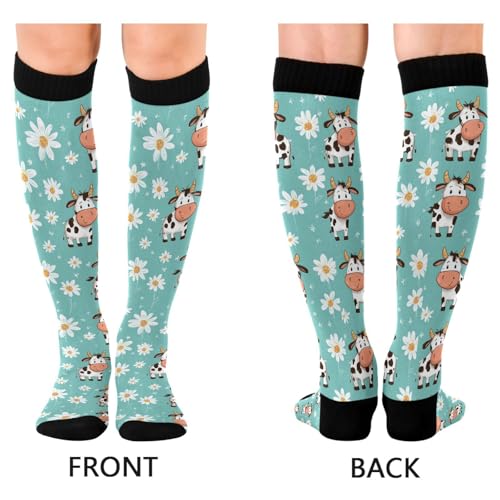 Image of Wusikd Heartbeat Symbol Compression Socks for Women and Men Circulation Black Long Socks for Athletic Running 1
