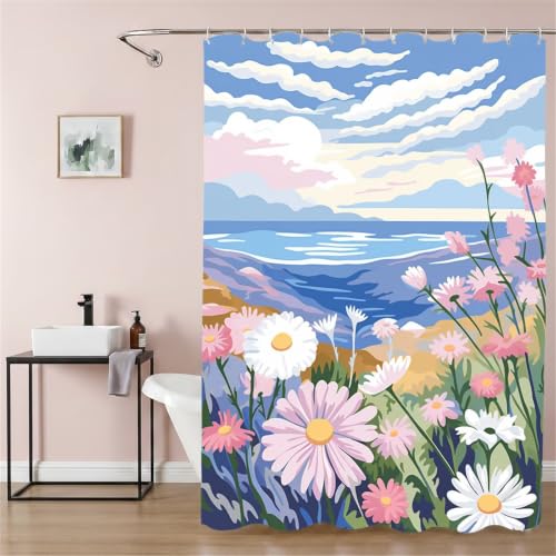 Shower curtain polyester imperméable avec crochets rideau douche 180