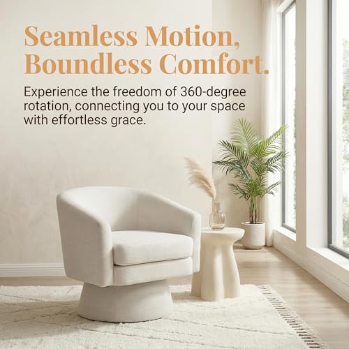 Sillón redondo cómodo beige de tela miniatura 5