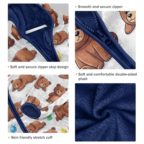 CHIFIGNO Cute Cartoon Brown Bears Boys Winter Jacket, Kids Zip up Jacket Thick for Fall Winter Spring 3T3