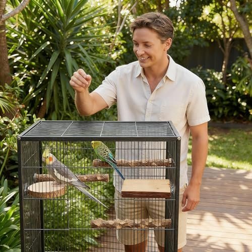Perchoir pour perroquet contre l'ennui jouets bois anti-piquage oiseau - 3