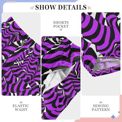 Pajama Pants Purple Black Stripes Zebra PJ Bottoms Sleepwear Lounge Sleep Pant with Pockets4