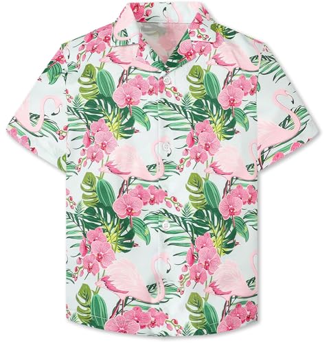 Image of SANGTREE Girls & Women's Hawaiian Shirts Button Down Short Sleeve Floral Tropical Shirt Beach Vacation Blouse Tops