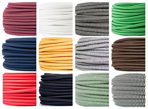 Textilkabel für Lampe, Stoffkabel 3-adrig (3x0,75mm²), Rot - 20 Meter