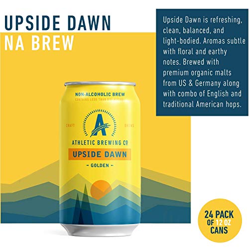 Athletic Brewing Company Craft NA - 12 Pack x 12 Fl Oz Cans - Upside Dawn Craft Golden - Low-Calorie, Award Winning - Subtle Aromas with Floral and Earthy Notes