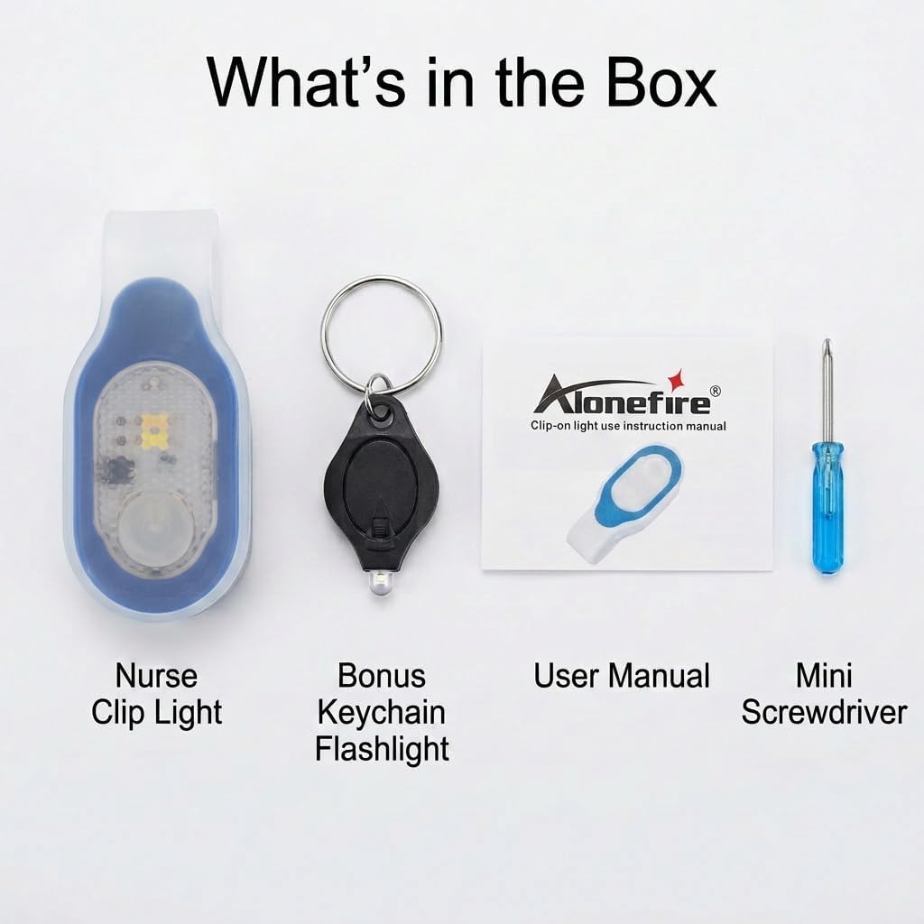 ALONEFIRE LED Flashlights Clip on Flashlight Night Safely Nursing Night Light Hands Free Strong Magnetic to Grip Clothing with a Keychain Flashlight for Walking Running Sports Outdoor Emergency