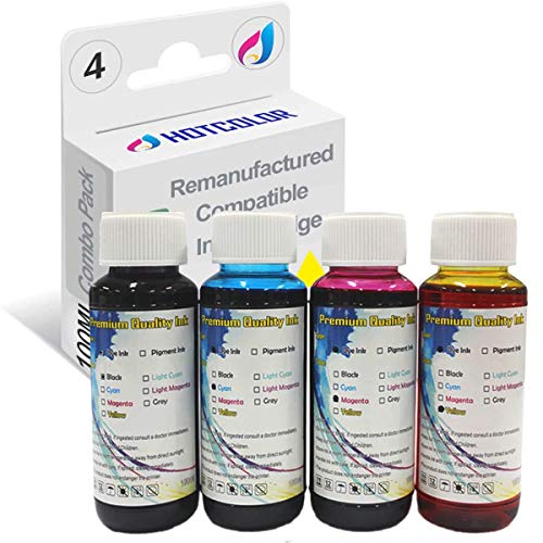 HOTCOLOR 910 Refill Ink kit for hp 910 Ink Cartridge for OfficeJet Pro 8035 8028 8025 8022 8020 4x100ml Refill Ink Bottle (1BK 1C 1M 1Y)