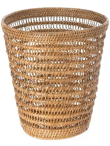 KOUBOO La Jolla Rattan Mesh Round Waste Basket, Garbage Container Bin, Wicker Waste Basket, Woven Trash Can Rubbish Basket for Bedroom, Bathroom, 11