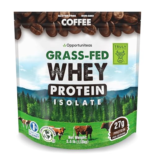 Image of Opportuniteas Protein Coffee Powder - Zero Sugar, No Sweeteners - Grass Fed Whey Protein Isolate and Real Colombian Coffee - No Added Flavors, Clean Energy & Muscle Recovery, 2.5lb
