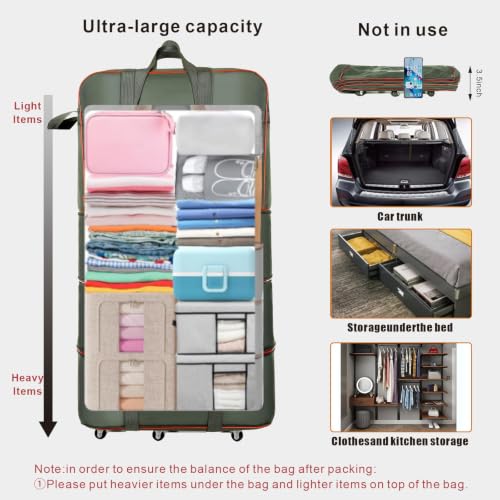 kooldaiwangwang Foldable Rolling Travel Duffel