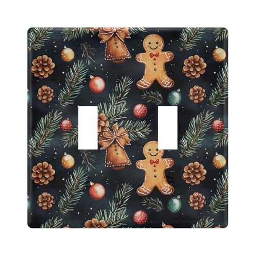 UMIRIKO Christmas Gingerbread Man Cookies Light Switch Cover Plate Covers Decorative Double Toggle Home Decor 202b6395